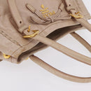 PRADA Hand Bag Vitter Shine Beige Gold Auth 204524-6