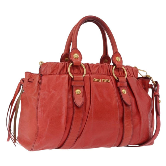 Miu Miu Hand Bag Vitter Lux 2way Red Gold Auth 204526V