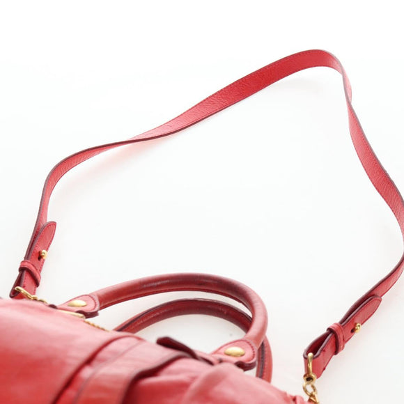 Miu Miu Hand Bag Vitter Lux 2way Red Gold Auth 204526V