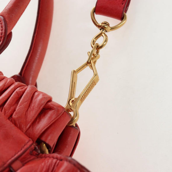 Miu Miu Hand Bag Vitter Lux 2way Red Gold Auth 204526V