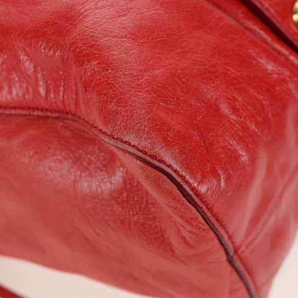 Miu Miu Hand Bag Vitter Lux 2way Red Gold Auth 204526V