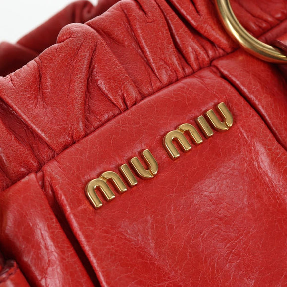 Miu Miu Hand Bag Vitter Lux 2way Red Gold Auth 204526V