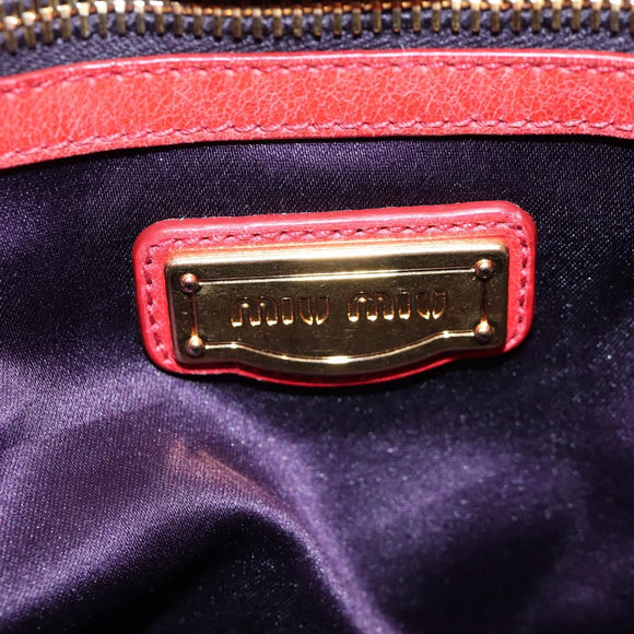 Miu Miu Hand Bag Vitter Lux 2way Red Gold Auth 204526V