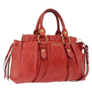 Miu Miu Hand Bag Vitter Lux 2way Red Gold Auth 204526V-1