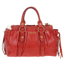 Miu Miu Hand Bag Vitter Lux 2way Red Gold Auth 204526V-13