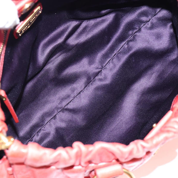 Miu Miu Hand Bag Vitter Lux 2way Red Gold Auth 204526V