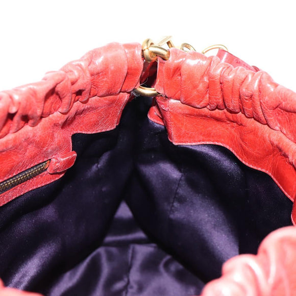 Miu Miu Hand Bag Vitter Lux 2way Red Gold Auth 204526V