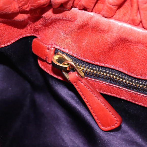 Miu Miu Hand Bag Vitter Lux 2way Red Gold Auth 204526V