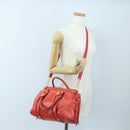 Miu Miu Hand Bag Vitter Lux 2way Red Gold Auth 204526V-26