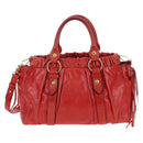 Miu Miu Hand Bag Vitter Lux 2way Red Gold Auth 204526V-2