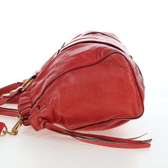 Miu Miu Hand Bag Vitter Lux 2way Red Gold Auth 204526V