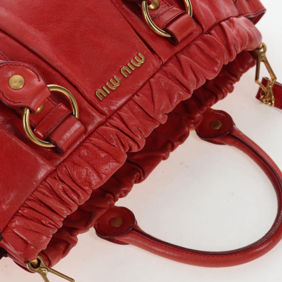 Miu Miu Hand Bag Vitter Lux 2way Red Gold Auth 204526V