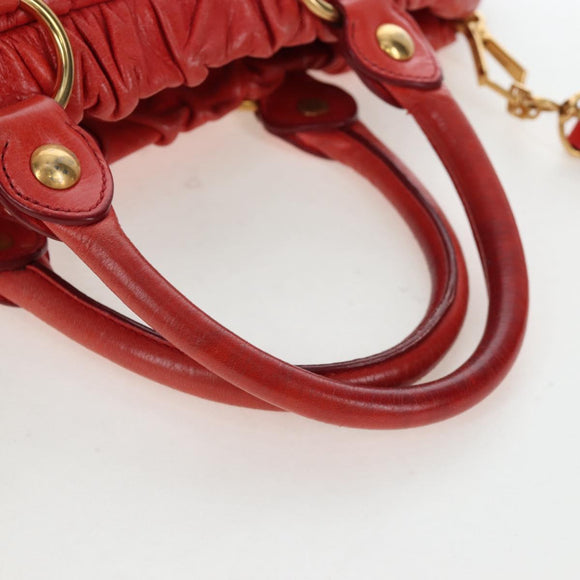 Miu Miu Hand Bag Vitter Lux 2way Red Gold Auth 204526V