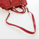 Miu Miu Hand Bag Vitter Lux 2way Red Gold Auth 204526V-9