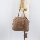 Miu Miu Archive Tote Bag Leather Beige Silver Auth 204528-29