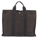 HERMES Her Line Tote MM Tote Bag Canvas Gray Silver Auth 204530-3