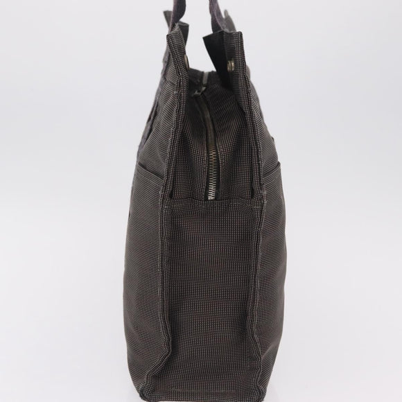 HERMES Her Line Tote MM Tote Bag Canvas Gray Silver Auth 204530