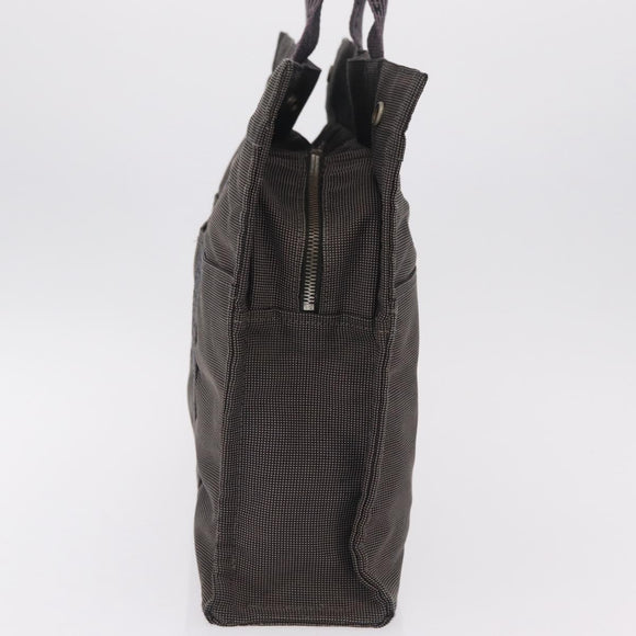 HERMES Her Line Tote MM Tote Bag Canvas Gray Silver Auth 204530