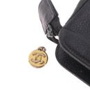 CHANEL COCO Mark Pouch Caviar Skin Black Gold CC Auth 204533-13