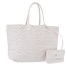 GOYARD Herringbone Saint Louis PM Tote Bag PVC Leather White Auth 204570-1