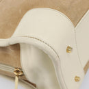 LOEWE Amazona 28 Hand Bag Suede Beige Gold Tone Auth 204571V-16