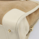 LOEWE Amazona 28 Hand Bag Suede Beige Gold Tone Auth 204571V-17