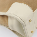 LOEWE Amazona 28 Hand Bag Suede Beige Gold Tone Auth 204571V-18