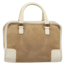LOEWE Amazona 28 Hand Bag Suede Beige Gold Tone Auth 204571V-2