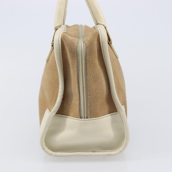 LOEWE Amazona 28 Hand Bag Suede Beige Gold Tone Auth 204571V