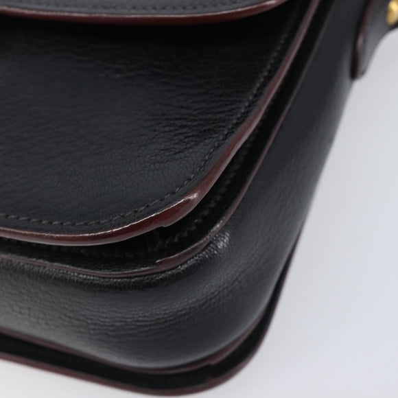Miu Miu Madras Shoulder Bag Leather Black Gold Tone Auth 204572V