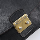 Miu Miu Madras Shoulder Bag Leather Black Gold Tone Auth 204572V-21