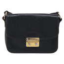 Miu Miu Madras Shoulder Bag Leather Black Gold Tone Auth 204572V-13