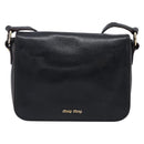 Miu Miu Madras Shoulder Bag Leather Black Gold Tone Auth 204572V-2