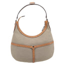 GUCCI Interlocking Shoulder Bag Canvas Beige Silver 114869 Auth 204577V-2