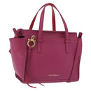 Salvatore Ferragamo Gancini Hand Bag Leather 2way Pink Gold Tone Auth 204579A-1