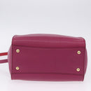 Salvatore Ferragamo Gancini Hand Bag Leather 2way Pink Gold Tone Auth 204579A-12