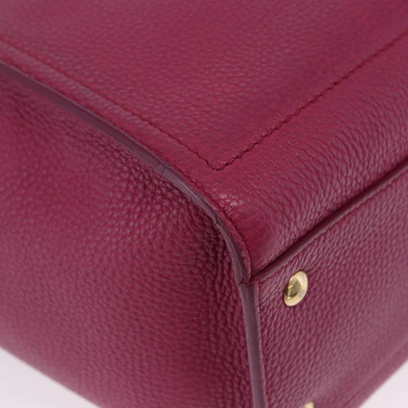 Salvatore Ferragamo Gancini Hand Bag Leather 2way Pink Gold Tone Auth 204579A