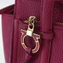 Salvatore Ferragamo Gancini Hand Bag Leather 2way Pink Gold Tone Auth 204579A-19
