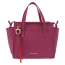 Salvatore Ferragamo Gancini Hand Bag Leather 2way Pink Gold Tone Auth 204579A-2
