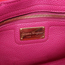 Salvatore Ferragamo Gancini Hand Bag Leather 2way Pink Gold Tone Auth 204579A-21