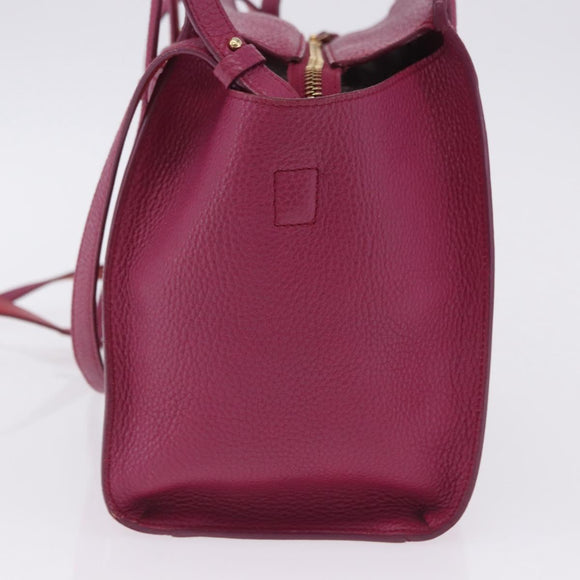 Salvatore Ferragamo Gancini Hand Bag Leather 2way Pink Gold Tone Auth 204579A