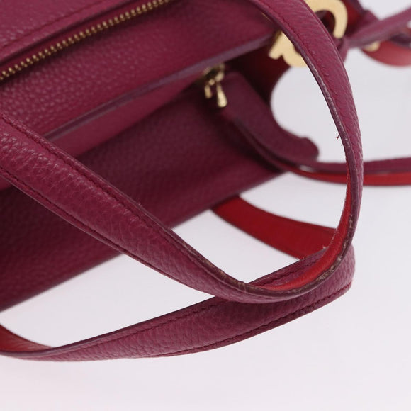 Salvatore Ferragamo Gancini Hand Bag Leather 2way Pink Gold Tone Auth 204579A