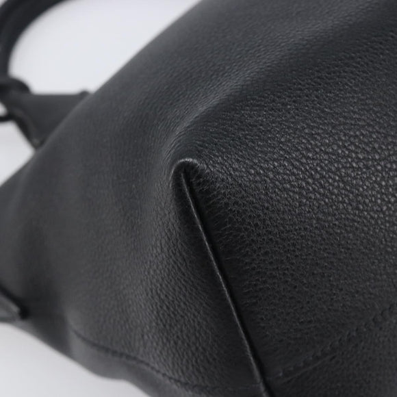 PRADA Hand Bag Leather 2way Black Gold Tone Auth 204580M