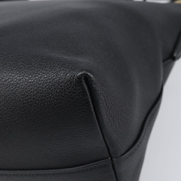 PRADA Hand Bag Leather 2way Black Gold Tone Auth 204580M