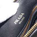 PRADA Hand Bag Leather 2way Black Gold Tone Auth 204580M-25