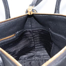 PRADA Hand Bag Leather 2way Black Gold Tone Auth 204580M-26