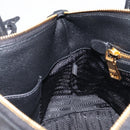PRADA Hand Bag Leather 2way Black Gold Tone Auth 204580M-27