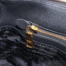 PRADA Hand Bag Leather 2way Black Gold Tone Auth 204580M-28