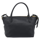 PRADA Hand Bag Leather 2way Black Gold Tone Auth 204580M-2