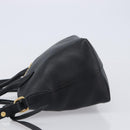 PRADA Hand Bag Leather 2way Black Gold Tone Auth 204580M-4